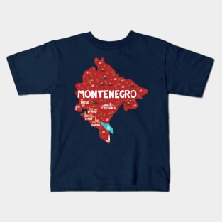 Montenegro Illustrated Map Kids T-Shirt